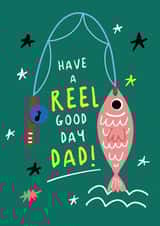 Cute Father's Day Card - Reel Good Dad - Fishing created by NICHOLA COWDERY ILLUSTRATIONS 