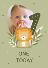 Personalised Birthday Photo Card created by Melissa Doodles - Cute Birthday Card - 1st - Lion