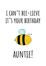 Cute Birthday Card - Bee - Auntie created by Amy (Hedgecards)