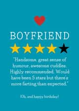 Funny Boyfriend Birthday Card - Ideal for your bf on his birthday created by Cheeky Card Co