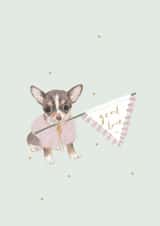 Good Luck Chihuahua With Flag Card created by Honey & Velvet Studio