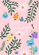 Pretty Spring Card // Nature Card // Floral Card // Bee Card created by Aweirdandwonderful🍄