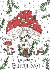Cute Fairy House Card // Mushroom Card // Fungi Card // Nature Card created by Aweirdandwonderful🍄