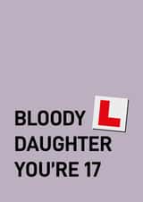 17th birthday card - daughter - learner created by Quinton cards