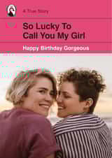 Personalised Birthday Photo Card created by Yay Days - Retro Birthday card - Lucky To Call You My Girl - Book