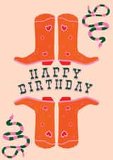 Funky Colourful Birthday Card - Cowgirl Boots - Yeehaw Birthday created by Maddison Ball