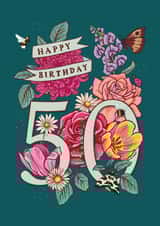 Classic Birthday Card - 50th - Beautiful Blooms created by Angie Spurgeon