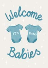 Cute New Baby Card - Twins - Boys created by Silky Rose Design