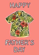 Hawaiian Shirt Father’s Day Card - It’s always 5 o’clock on Father’s day - tiki created by Fantastical Fun Shop