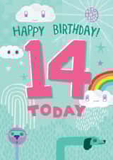 Cute Abstract Birthday Card - 14 Today created by Pencilface