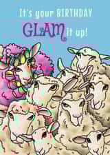 Funny birthday card- sheep in curlers - Glam it up! created by Sunny and Pea