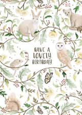 Pretty Birthday Card - Woodland Animals - Classic, cute, modern created by Eastmoon Press