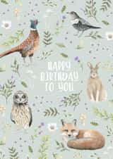 Cute Birthday Card for Family - Friends - Classic Country Theme Nature Animals created by Eastmoon Press