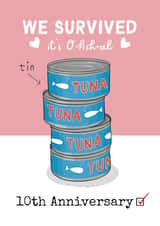 Funny Anniversary Card - 10 Years - Tin of Tuna created by Running with Scissors