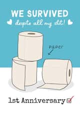 Funny Anniversary Card - 1st - Paper created by Running with Scissors