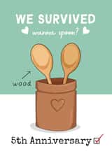 Funny Anniversary Card - 5th - Wood - Wanna Spoon? created by Running with Scissors