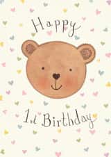 Cute Birthday Card - 1st - Teddy Bear created by Love Lucy Illustration
