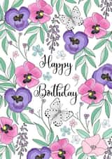 pansy floral happy birthday card created by Marie Goodchild