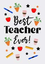 Best Teacher Ever Thank you card - cute and colourful teacher gift created by Aries Sun 