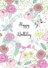 Pretty floral pattern happy birthday card created by Marie Goodchild
