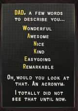 Ckeeky Fathers Day Card - Peg Letter Board - Wanker created by Brainbox Candy