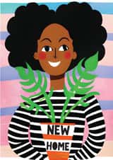 Cute Girl Holding House Plant New Home Card created by Exquisite Studio