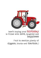 Cute birthday card - Tractor, digger, trucks, children's birthday card created by Dandelion Stationery
