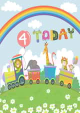 Cute "Animals on Train" 4th Birthday Card created by Nidd And Rigg!