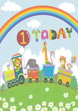 Cute "Wild Animals on Train" 1st Birthday Card created by Nidd And Rigg!