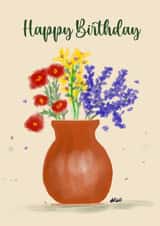 Flower birthday card, digital watercolour. Designed and created by myself. created by Digiartbyali 