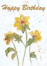 Pretty Happy Birthday Yellow Flower Card Design created by Erin Marie Scott