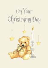 Classic Christening Card - Bear and Candle created by Teds'n'Tails