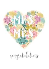 Cute female Wedding Card - Mrs and Mrs - Congratulations created by Pink Pig