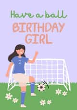 Cute Birthday Card - Female Footballer created by original fox designs