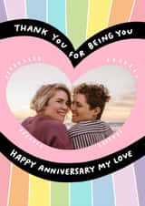 Personalised Anniversary Photo Card created by Angela Chick - Cute Anniversary Card - Thank You For Being You