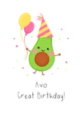Cute birthday card - Avocado - avo great birthday created by Beach Life Studio