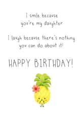 Cute birthday card for your daughter - funny and cute - pineapple card created by Beach Life Studio