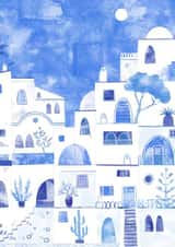 Santorini Watercolour Card created by Nic Squirrell