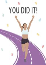 Running congratulations card for runners, well done marathon race card for her created by Warriher