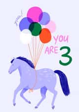 Cute birthday card - 3rd - Horse with balloons created by Carla Ellis