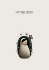 Cute First Birthday Card for a Boy or Girl created by Latte & Noir