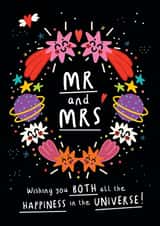 AN OUT OF THIS WORLKD WEDDING CARD. FOR THEM. created by NICHOLA COWDERY ILLUSTRATIONS 