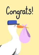 Cute New Baby Card - Stork and Bundle created by Emil's Doodles