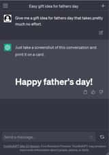 Funny Fathers day card no effort - Message history with ChatGPT created by Laughable Letters