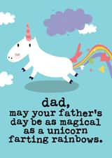 Funny Fathers Day Card - Cute Magical Farting Unicorn created by Mrs Best Paper Co.