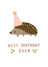 Best Birthday Ever Hedgehog Party Cute Illustrated Card created by After Providence 