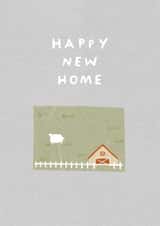 Happy New Home Cute Farm Sheep Barn Housewarming Illustration Card created by After Providence 
