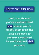 Cheeky Farting Card Dad - Mastered the Pressure Required - Funny created by Hartfelt Designs
