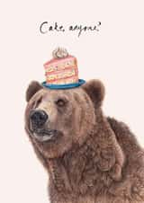 Funny Birthday Card - Grizzly Bear - Cake Anyone? created by Beth Goodwin