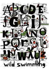 Funny wild swimming card, blank inside, suitable for any occasion. created by Willamina Wild